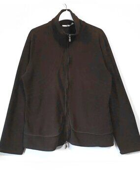 Vintage Ricki's Dark Brown Fleece Zip Up Jacket XL High Collar